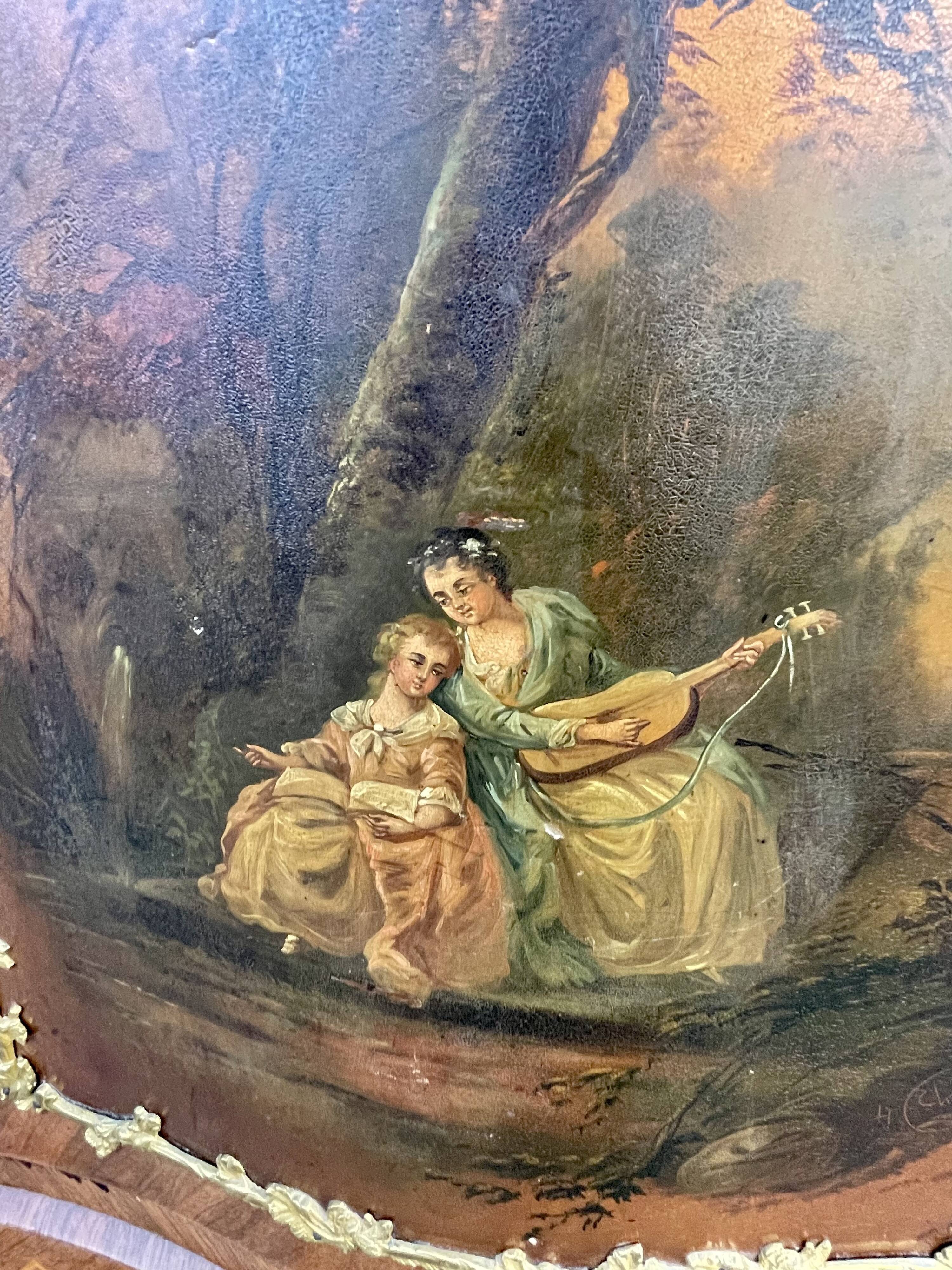 Secretary louis XV curved, varnish Martin, marquetry