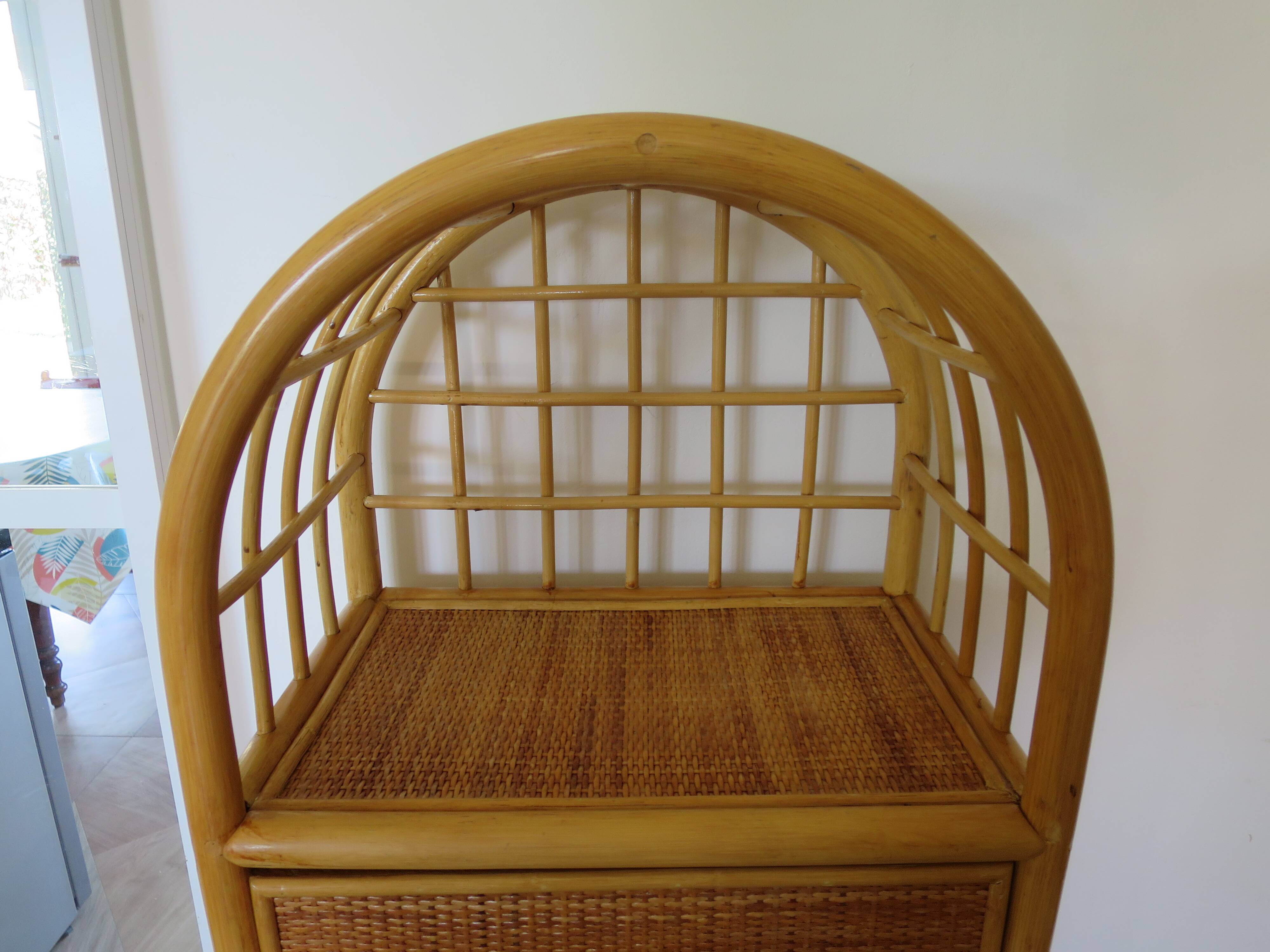 Vintage Library - 2 drawers - Woven rattan cupboard - 1980s - natural