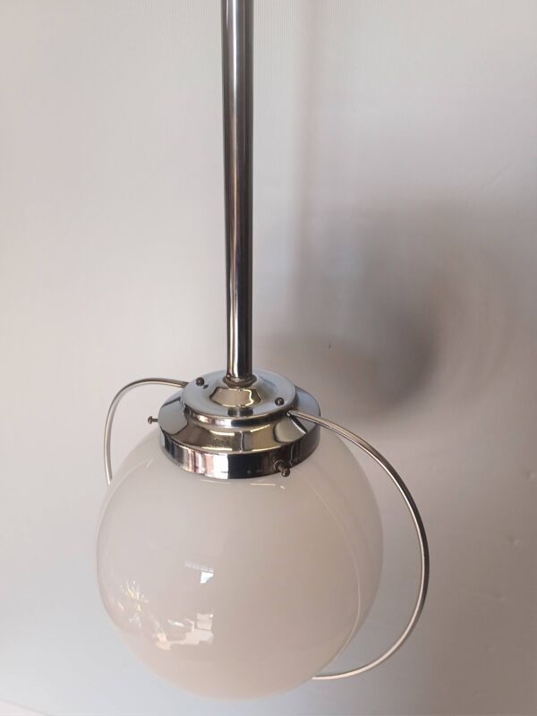 Ancien lustre - Art déco - Globe opaline blanche - 1940