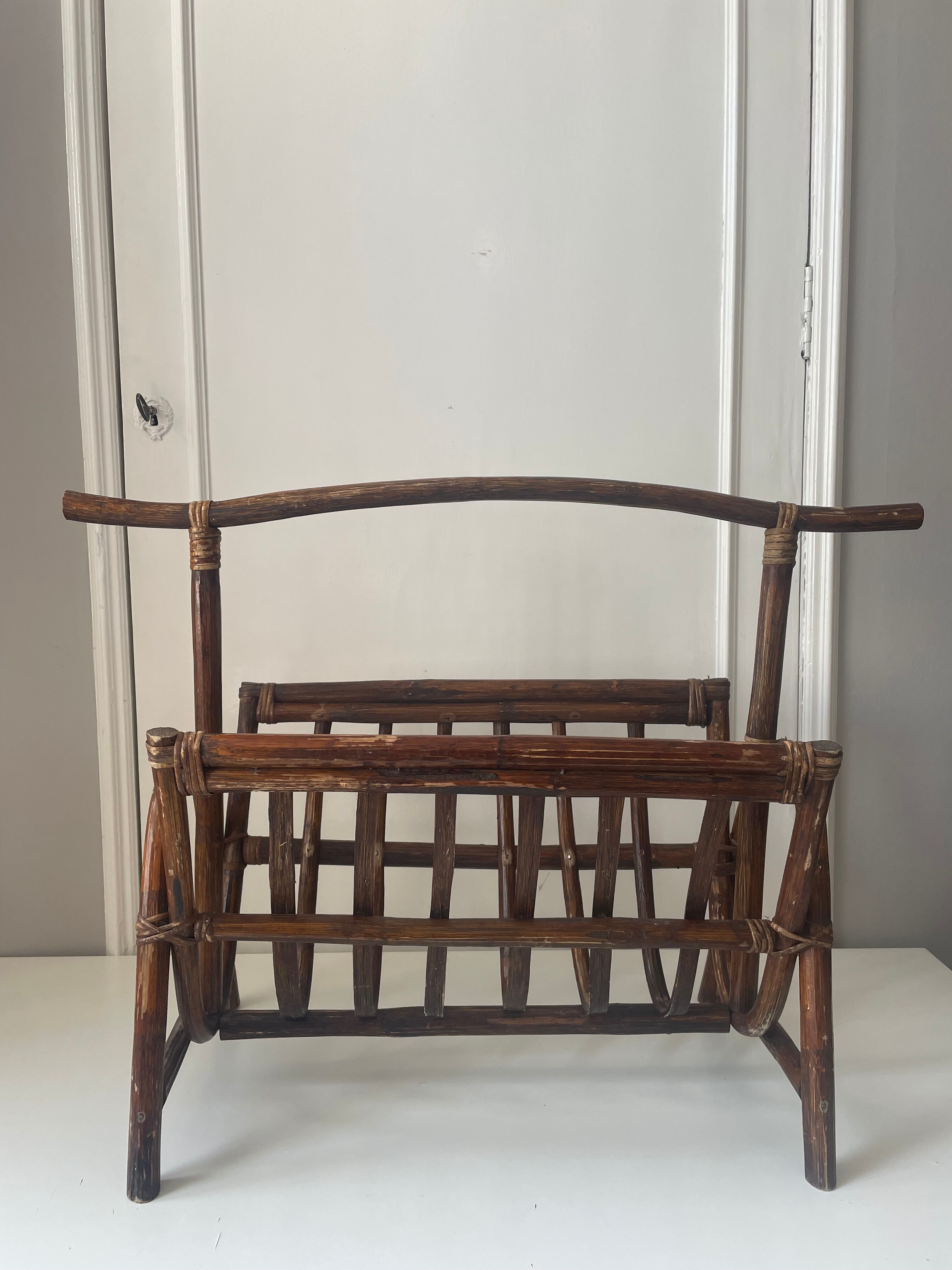 Rattan magazine holder