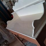 Meuble de salle de bain en bois patine blanche et marron