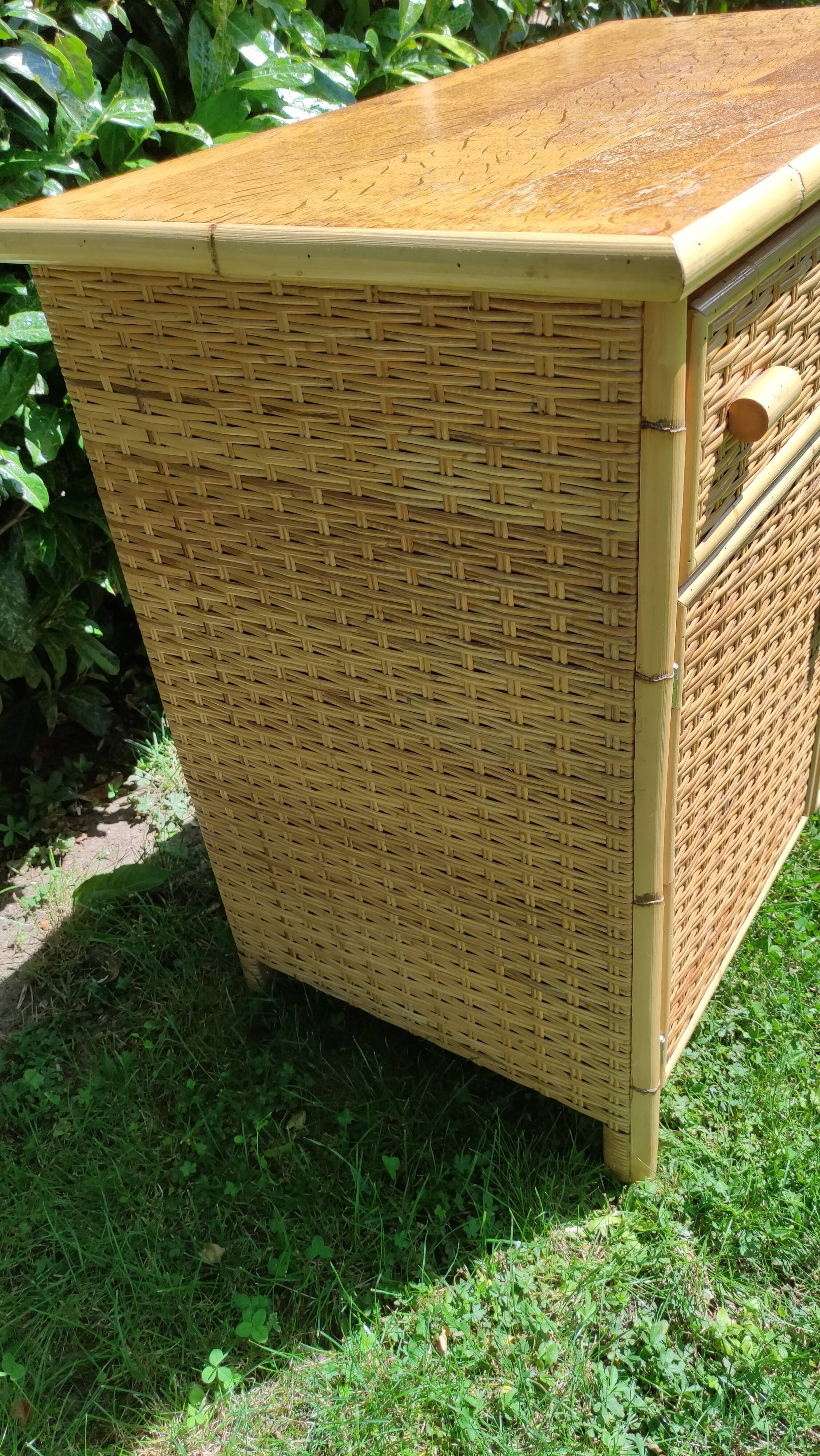 Meuble vintage en rotin et bambou Selency