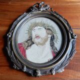 Framed tapestry portrait of Jesus Christ