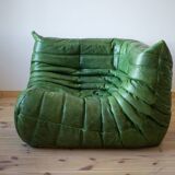 Ensemble de salon Togo en cuir vert, signé Michel Ducaroy pour Ligne Roset, 1979, ensemble de 5 pièces