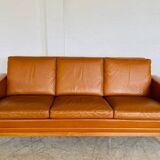 Mid-century vintage Danish 3-person sofa in cognac leather by Nili Stoppmøbler