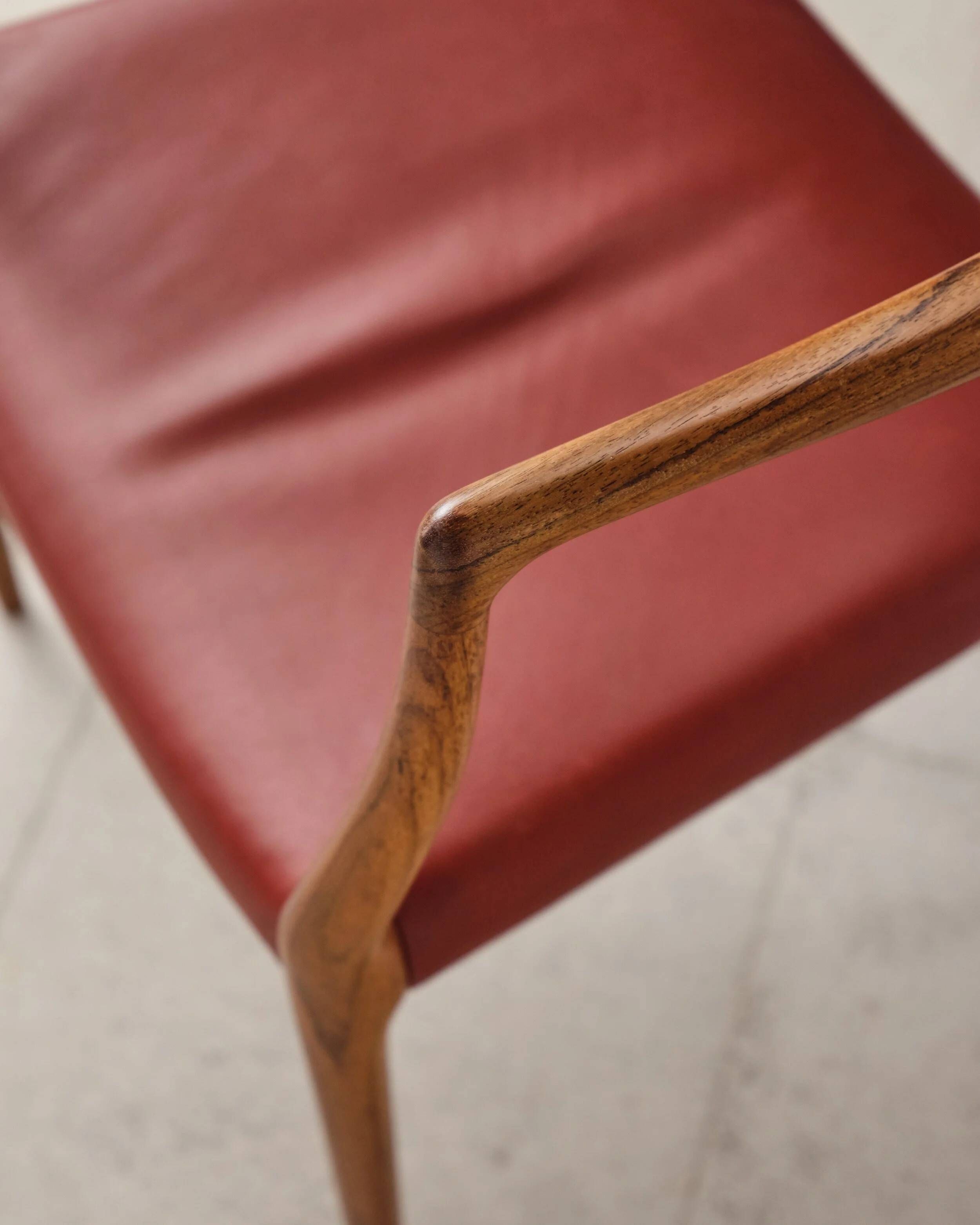 Armchair model 65 in oak and leather by Niels O. Møller, Denmark, 1960s.