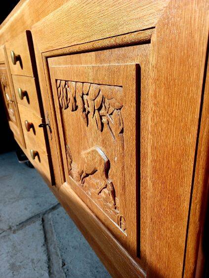 Brutalist design solid oak sideboard circa 1930-1940 - Art Deco