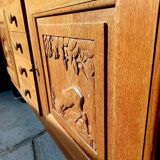 Brutalist Design Solid Oak Sideboard circa 1930-1940 - Art Deco
