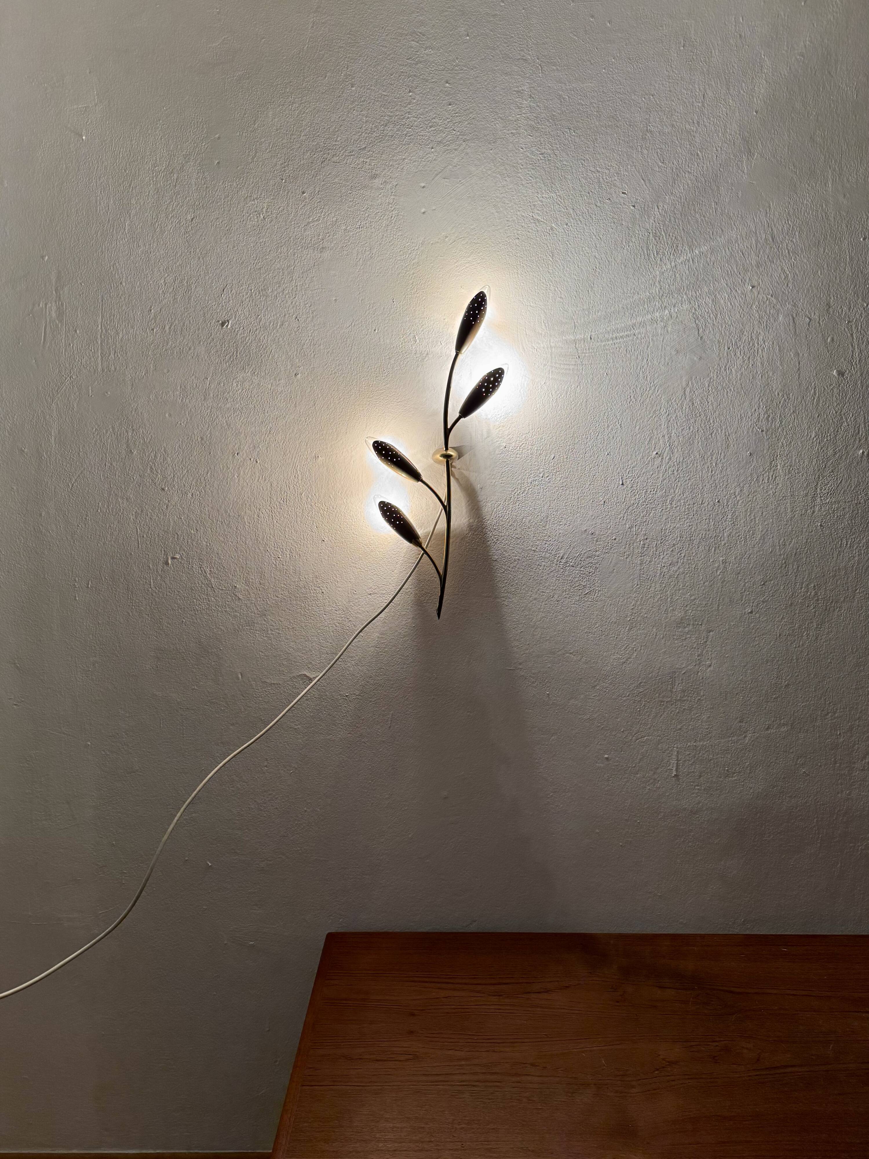 Floral Brass Wall Lamp by Rupert Nikoll