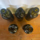Série 5 bouteilles anciennes carapelli verre fumé strié vintage