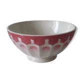 Ancient bowl in pink and white earthenware