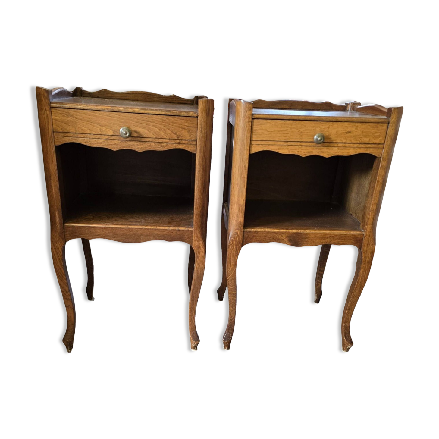 Pair of Louis XV style oak bedside tables