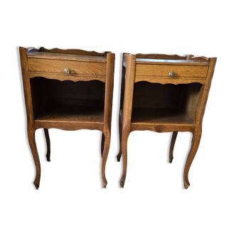 Pair of Louis XV style oak bedside tables