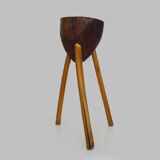 Ancien Billot de boucher tripode en chêne, sellette, tabouret. Années 5O