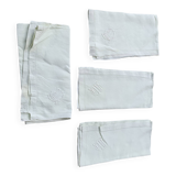 4 pastel yellow linen napkins, embroidered, AL monograms