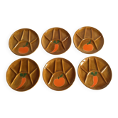 6 vintage compartmented plates