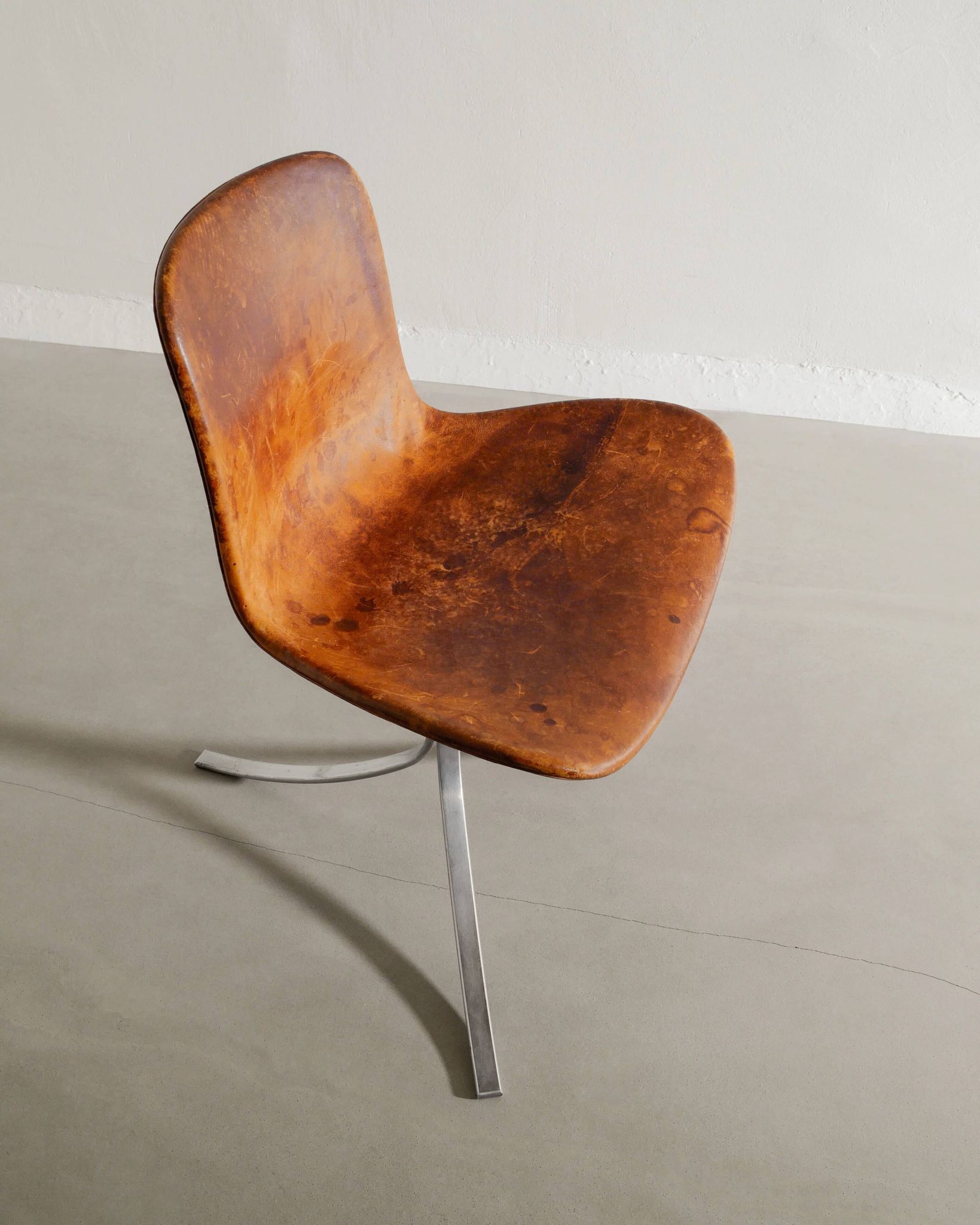 Set of Six Vintage Poul Kjaerholm PK-9 Dining Chairs Brown Leather, 1960s