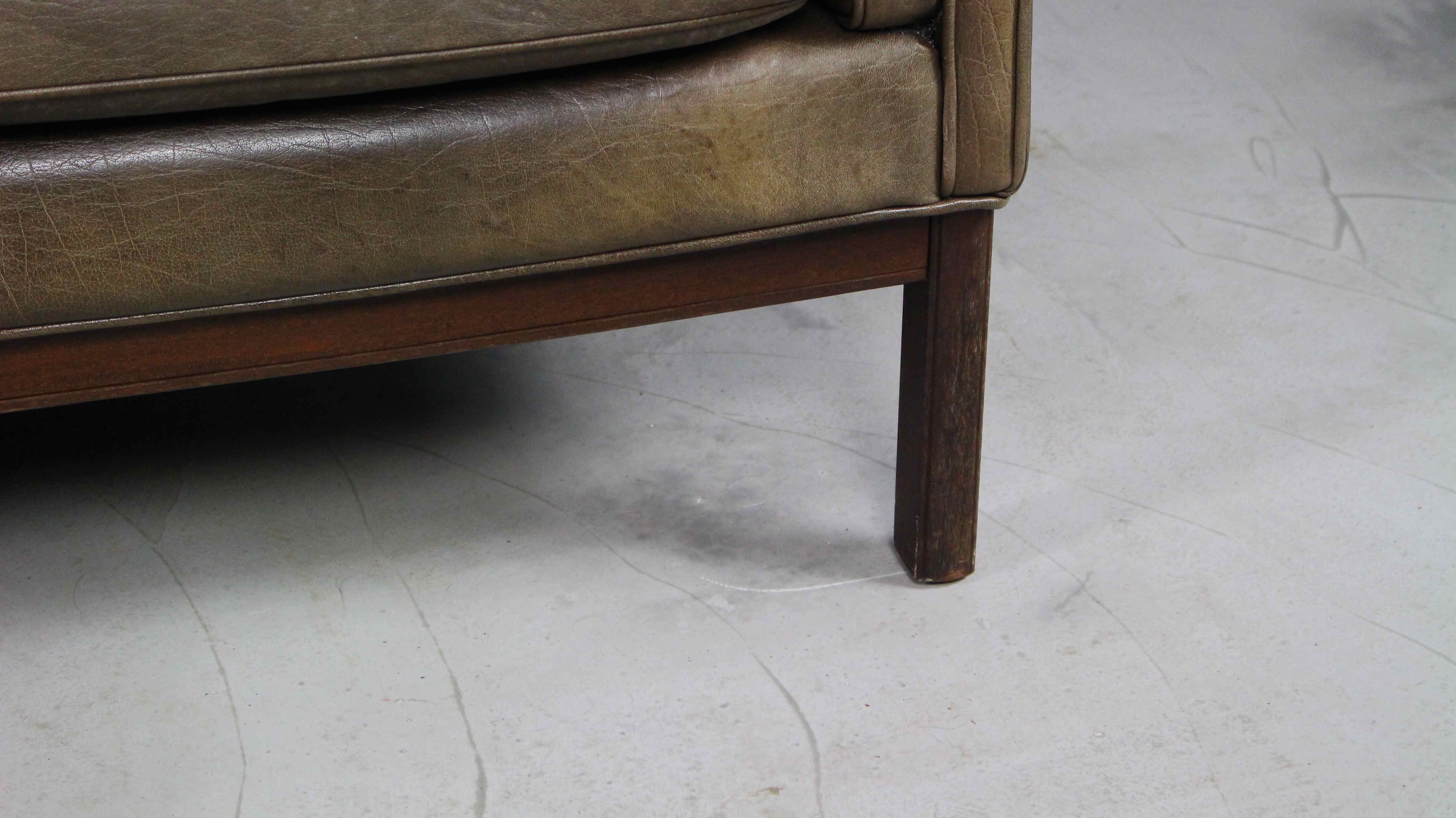 Brown Leather And Rosewood Sofa By Vatne Mobler, Norway 1970s