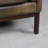 Brown Leather And Rosewood Sofa By Vatne Mobler, Norway 1970s