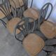 Set of 8 Vintage Gray Bentwood Dining Chair: Thonet Style Cane Seat