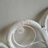 Peacock headboard white wicker