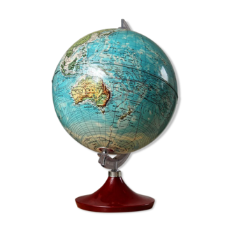 Light Earth Globe - world map, vintage 70s