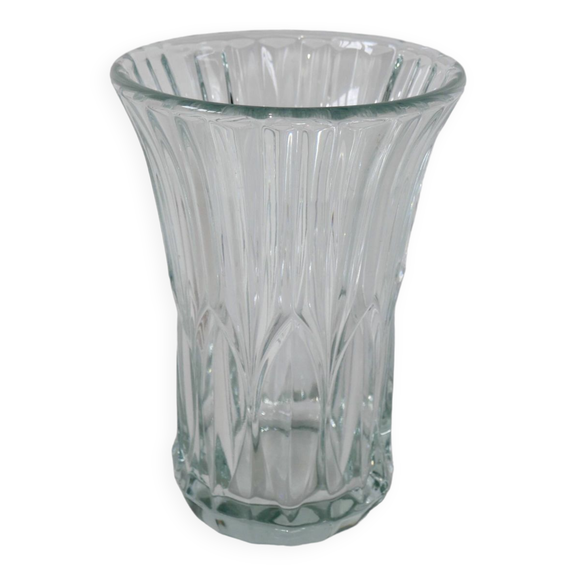 art deco style molded glass vase 1950