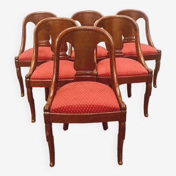 Suite de six chaises gondoles en acajou et placage XX siècle