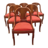 Suite of six gondola chairs in mahogany and 20th century veneer
