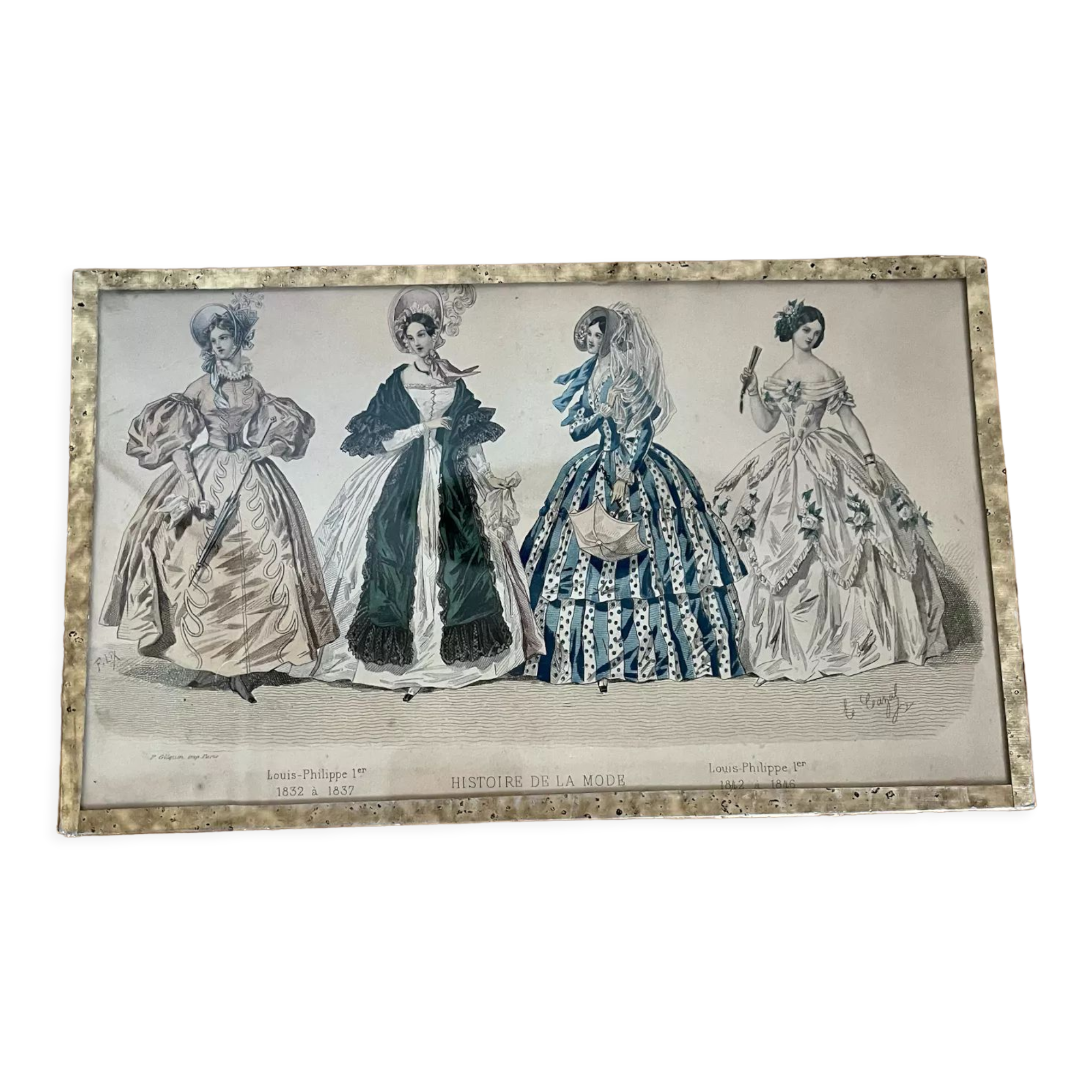 Framed antique print "History of Fashion"