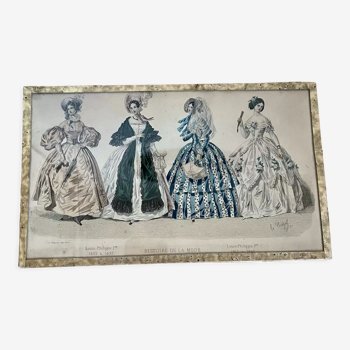 Framed antique print "History of Fashion"