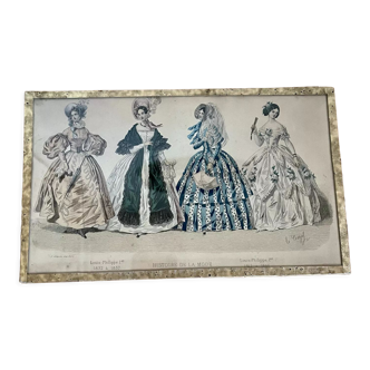 Framed antique print "History of Fashion"