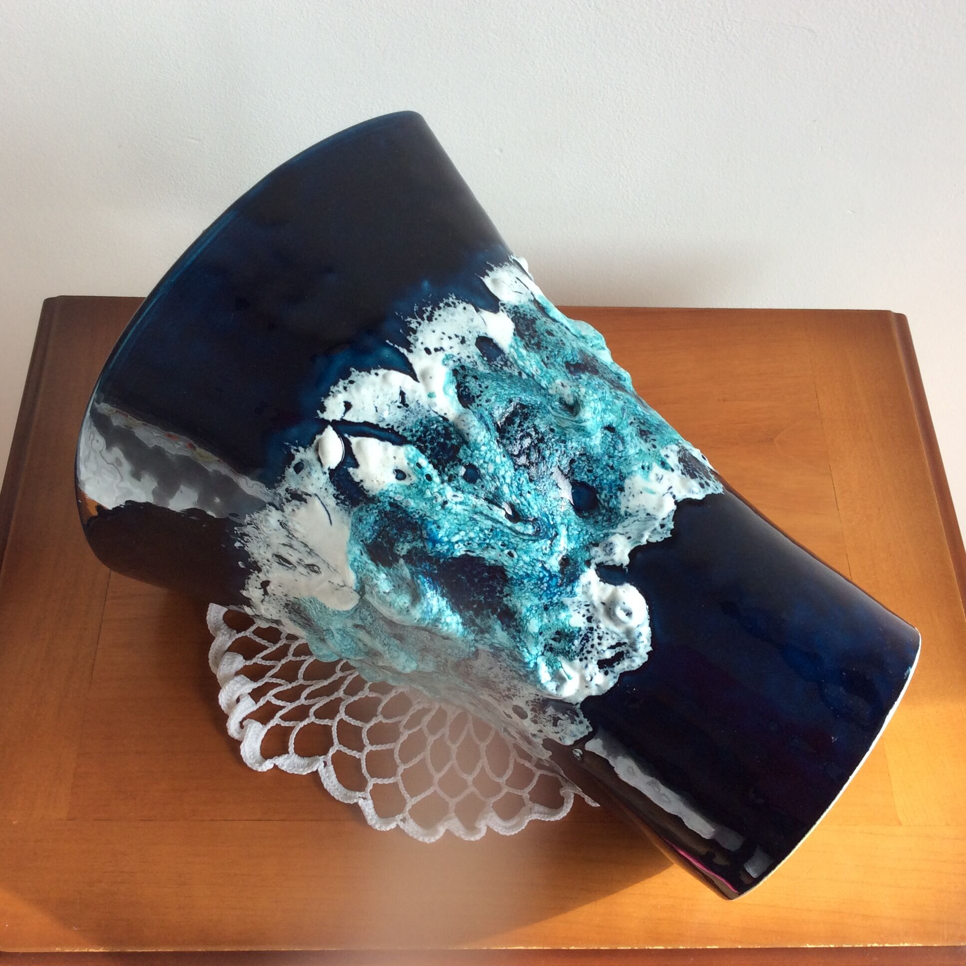 Vintage enameled ceramic vase