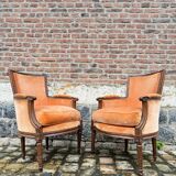 Pair Of Bergères Trapeze Backrest In Walnut Louis XVI XVIII Eme Century