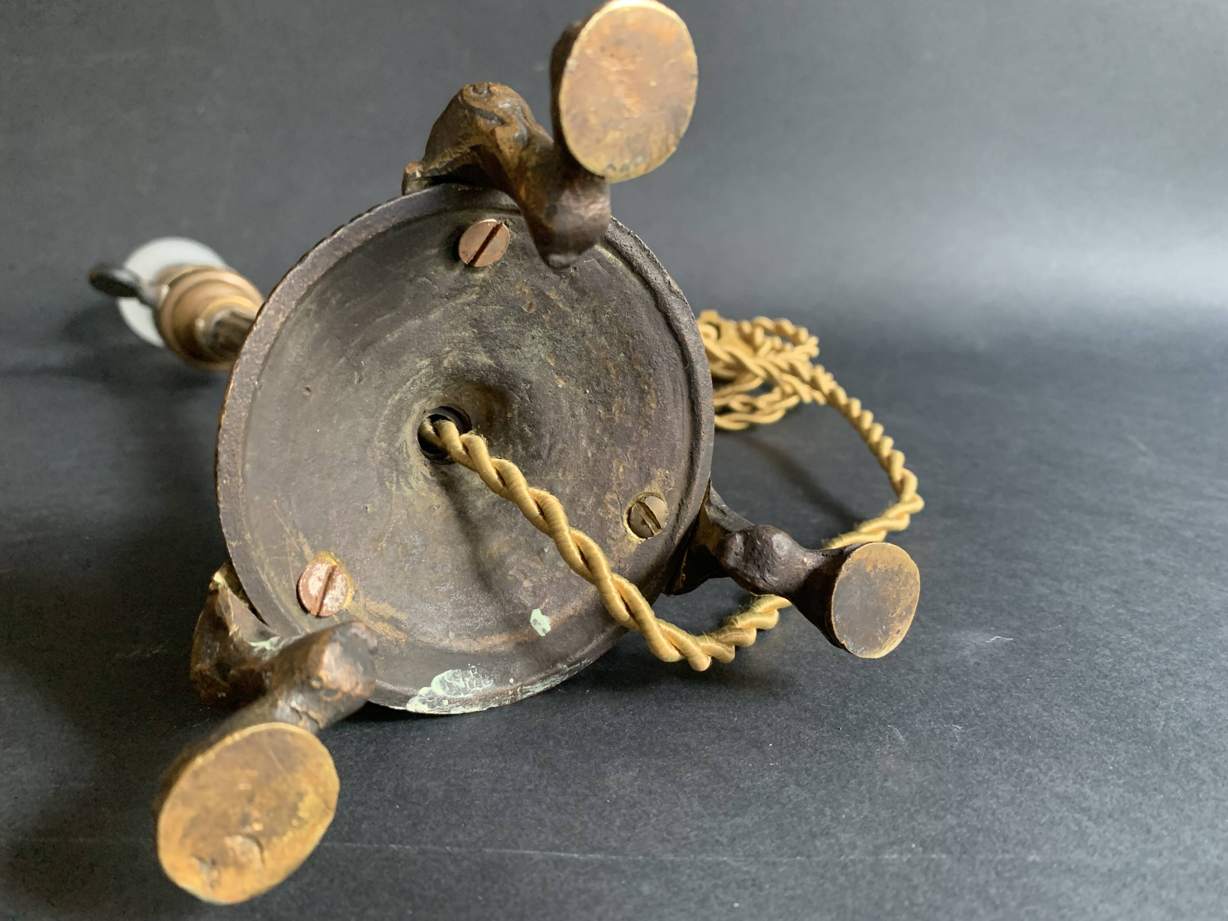 Napoleon III lion paw lamp, bronze tripod lamp