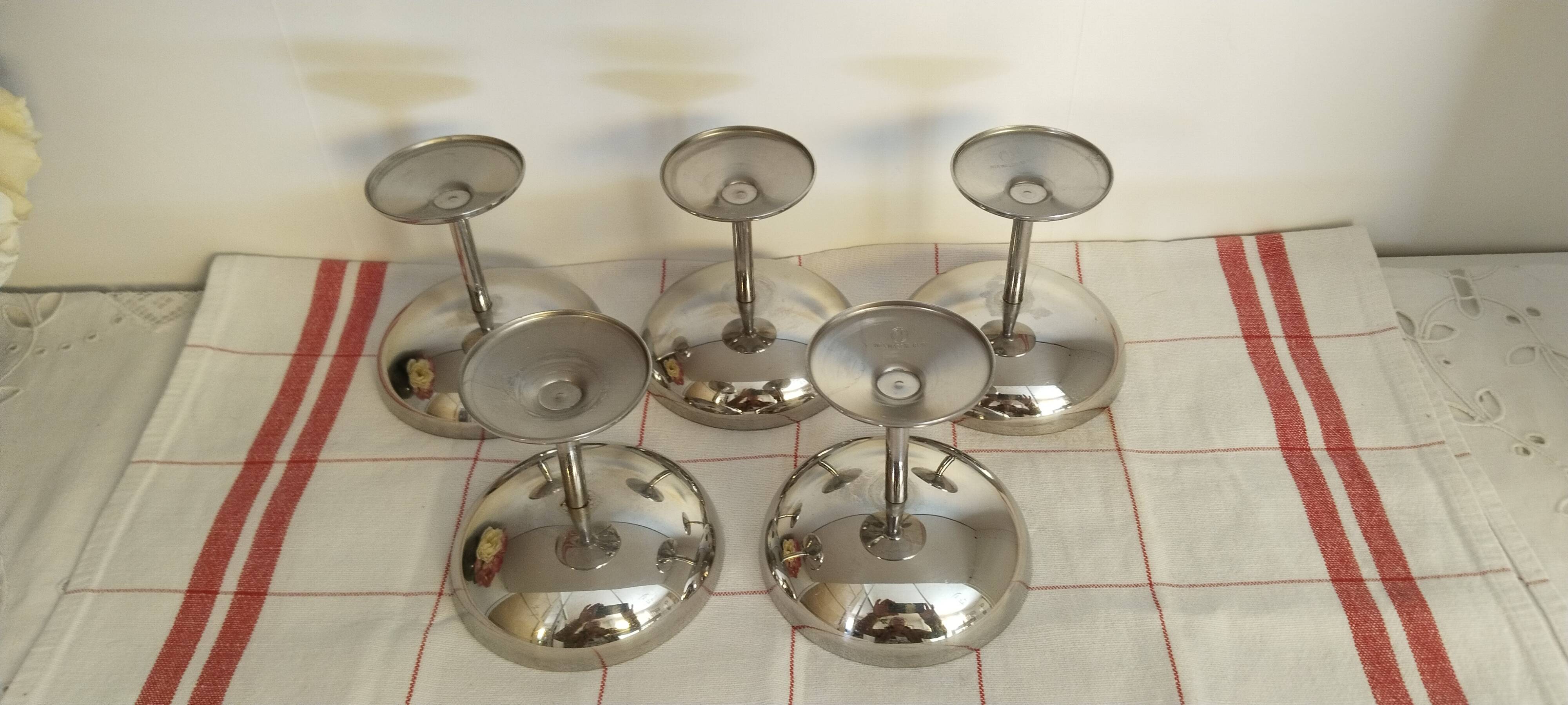 Set of 5 ice cream cups on a stand, in 18/10 stainless steel. (ref 5)