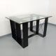 Vintage rectangular high table in glass and black metal from the 1980s.