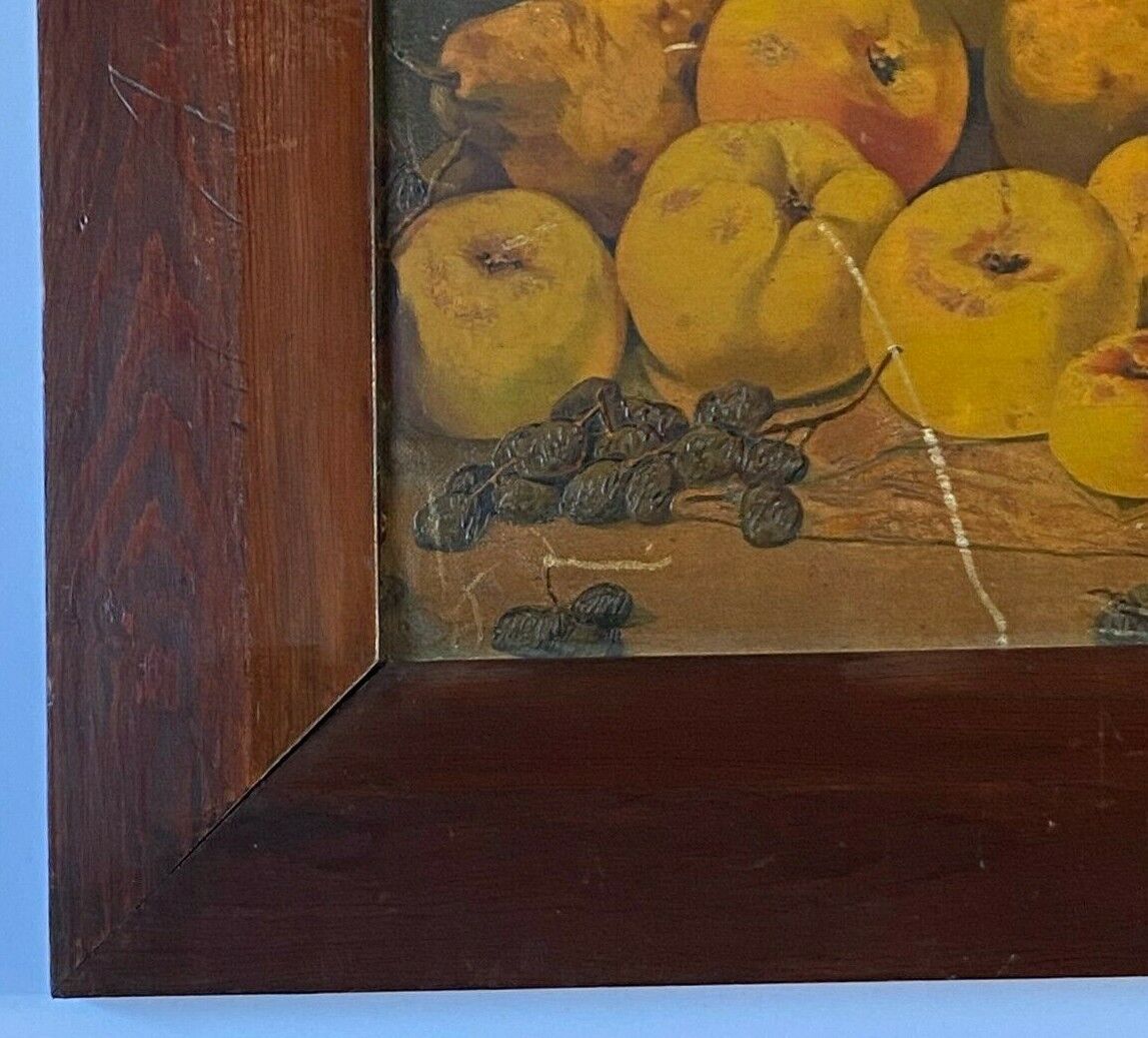 Oil on panel e croizet still life with apples grapes late nineteenth century