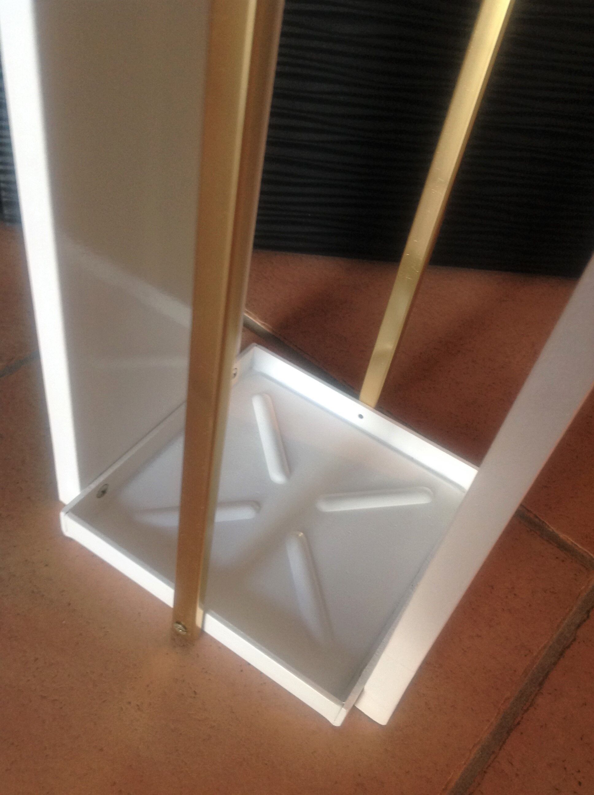 White lacquered wood and brass umbrella stand / vintage 60s-70s