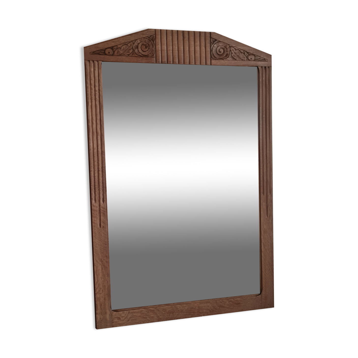 Old Art Deco mirror in pickled wood 71 x 107