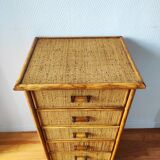 Vintage wicker and rattan chest of drawers