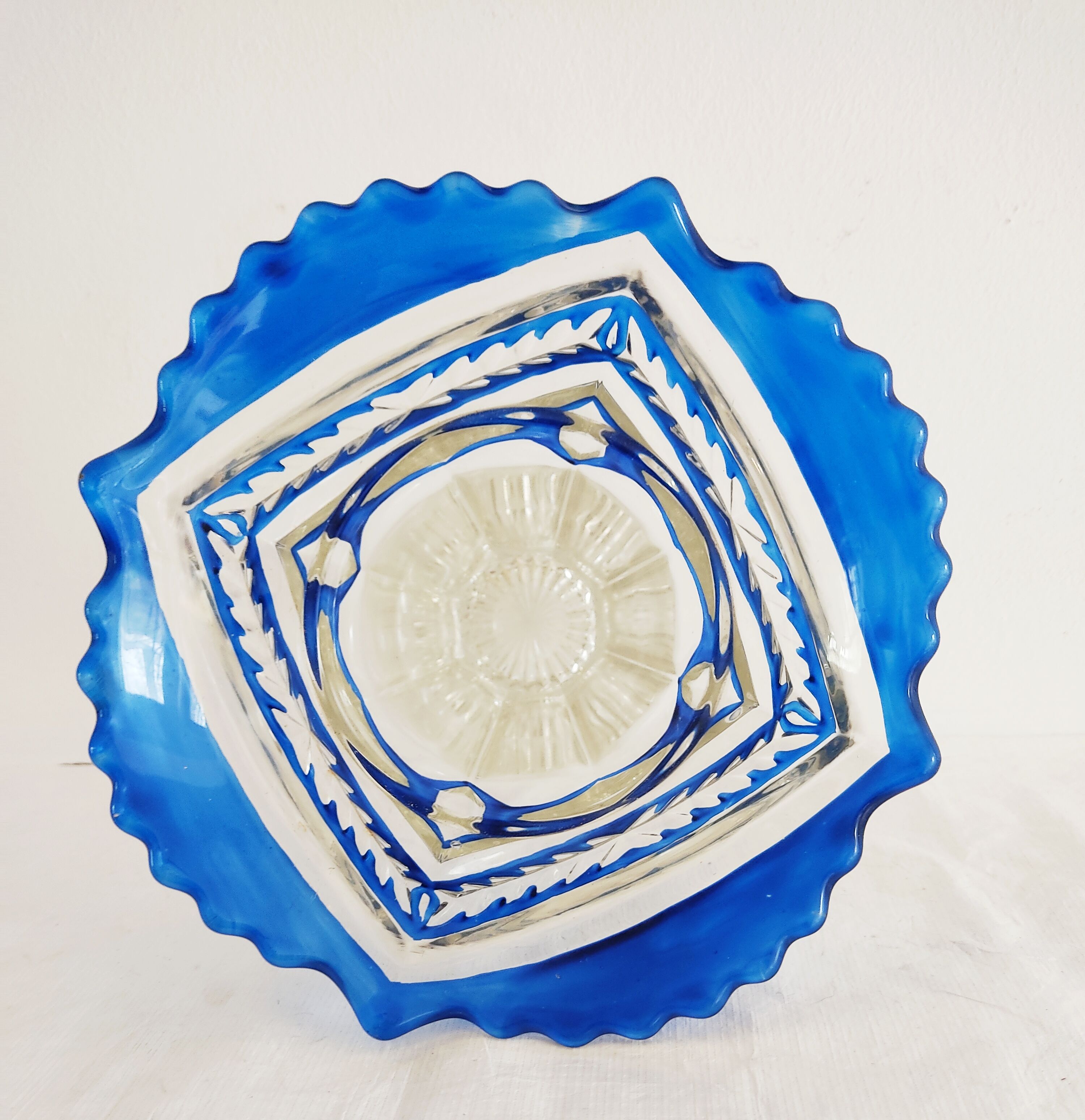 Vintage glass vase painted