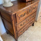 Commode secrétaire époque XIXème en merisier et loupe de frêne