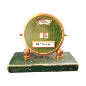 Mistral, brass and leather office perpetual calendar