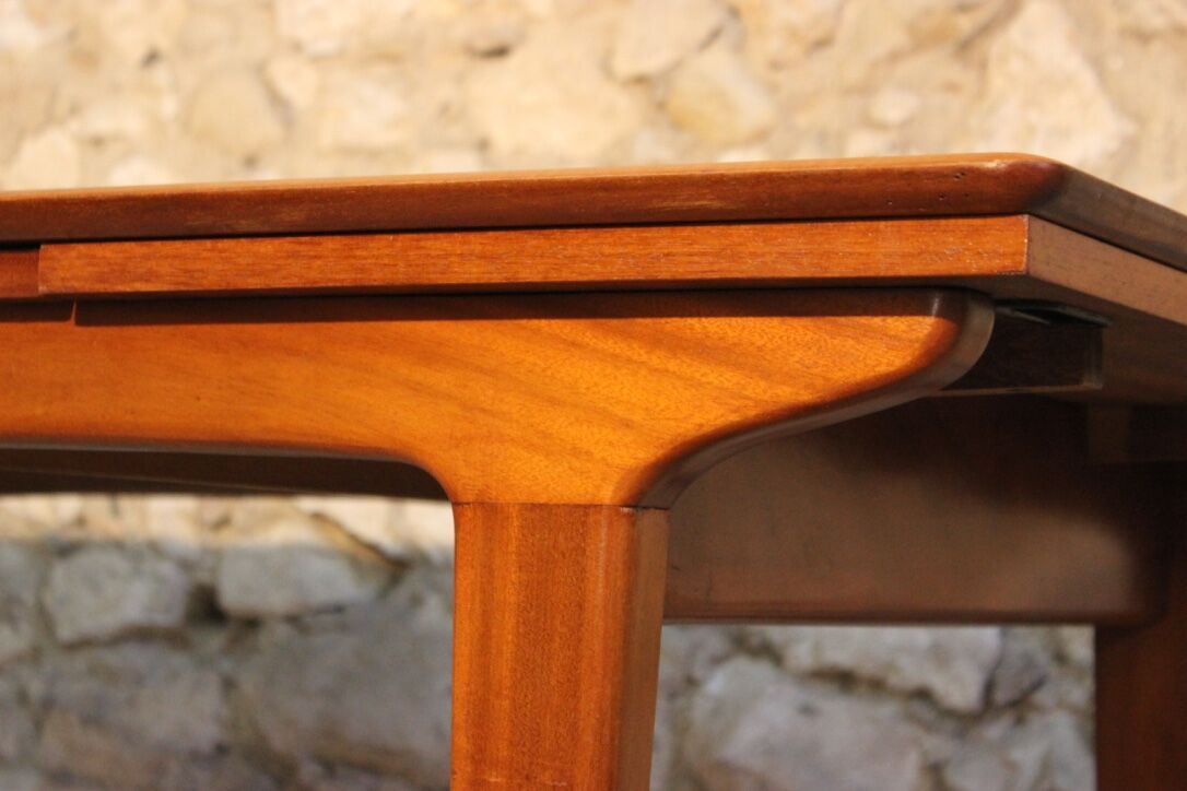 Vintage rectangular teak table with 2 extension spieces, 1960s