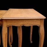 Set of three antique nesting tables in solid oak – cabriole legs