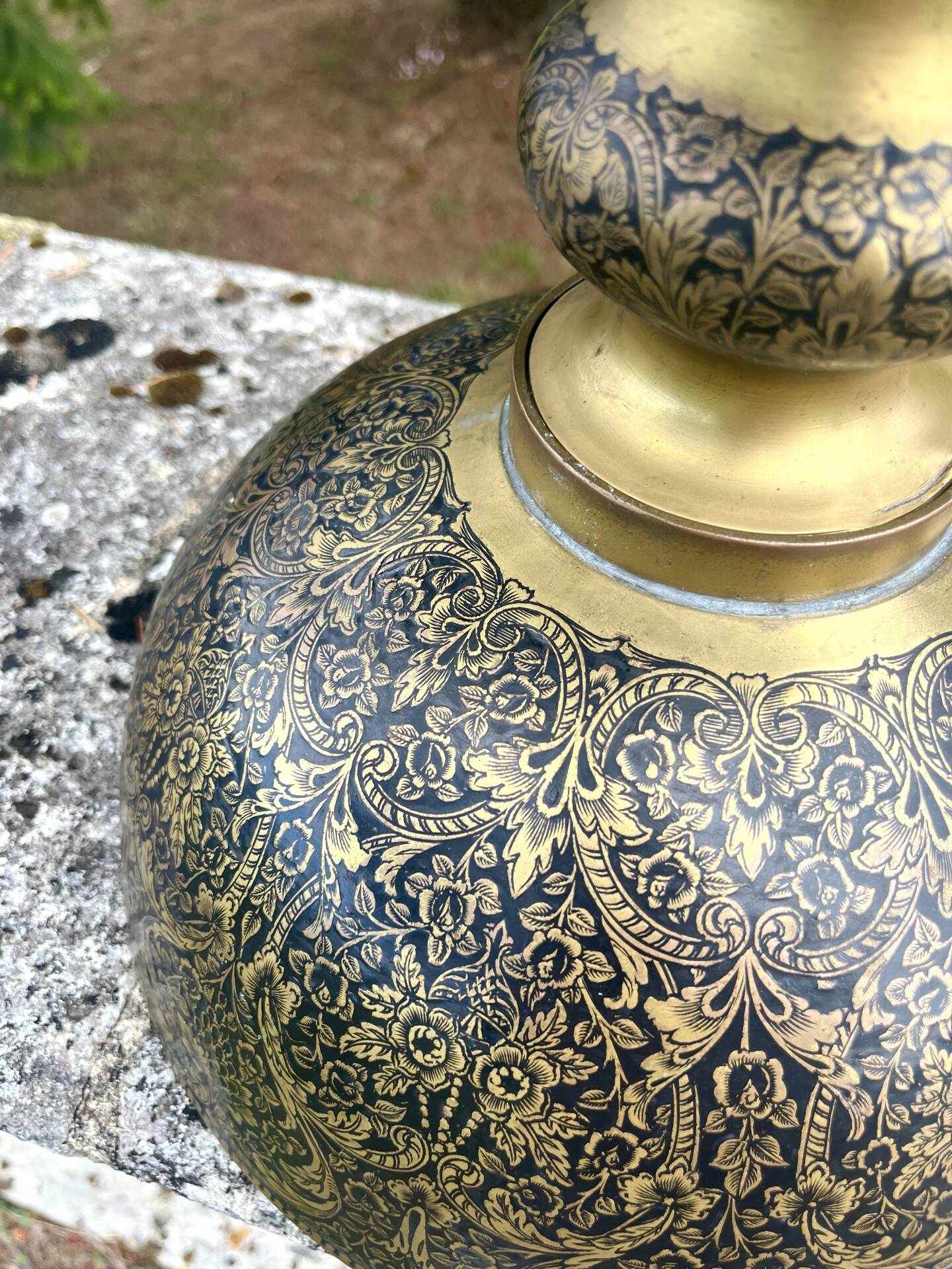 Ornate Floral Pedestal Champagne Cooler, brass ice bucket