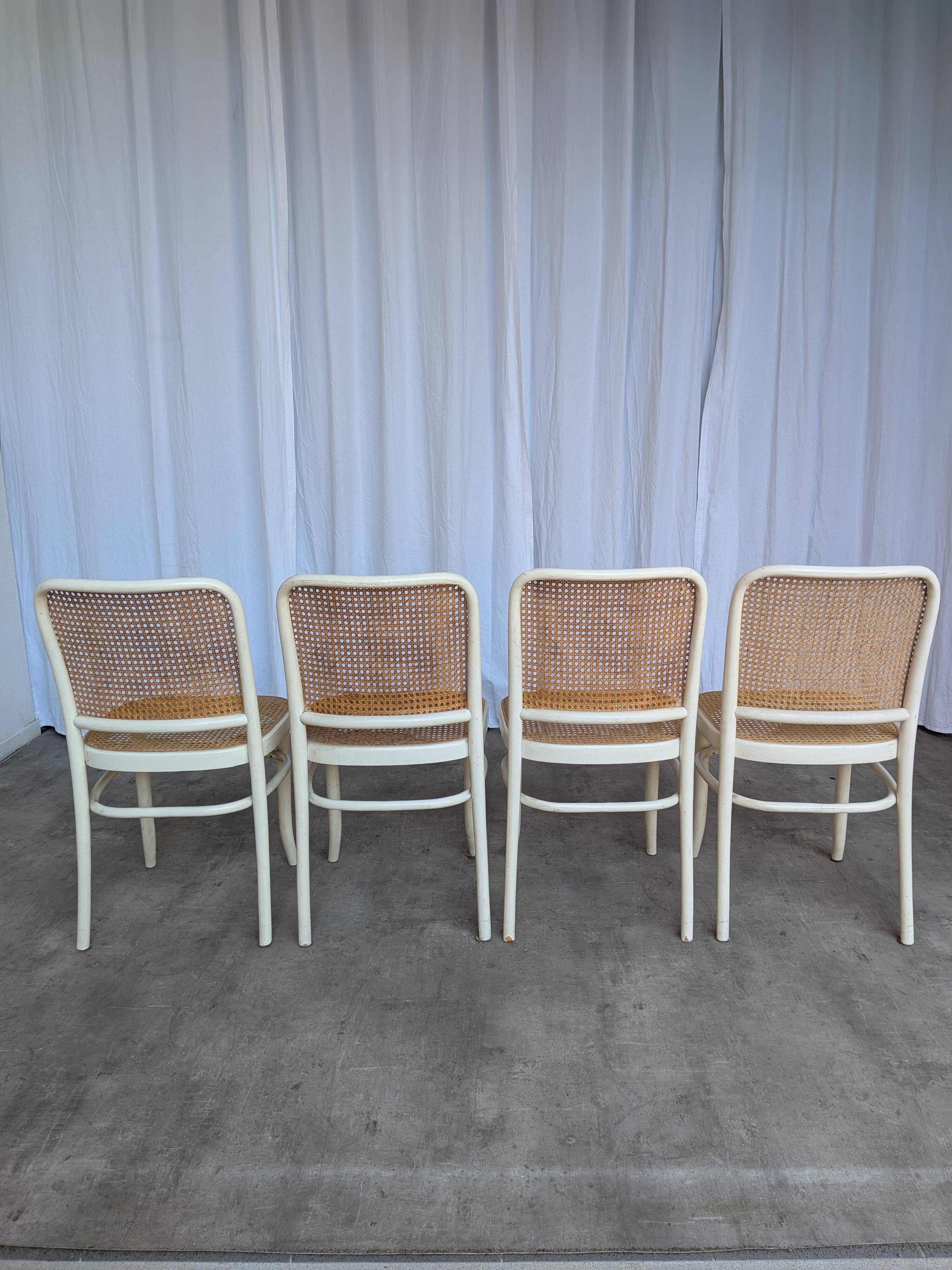 Set of 4 Thonet Style 811 Cane Chair: Josef Hoffman Mid-Century Modern Furn