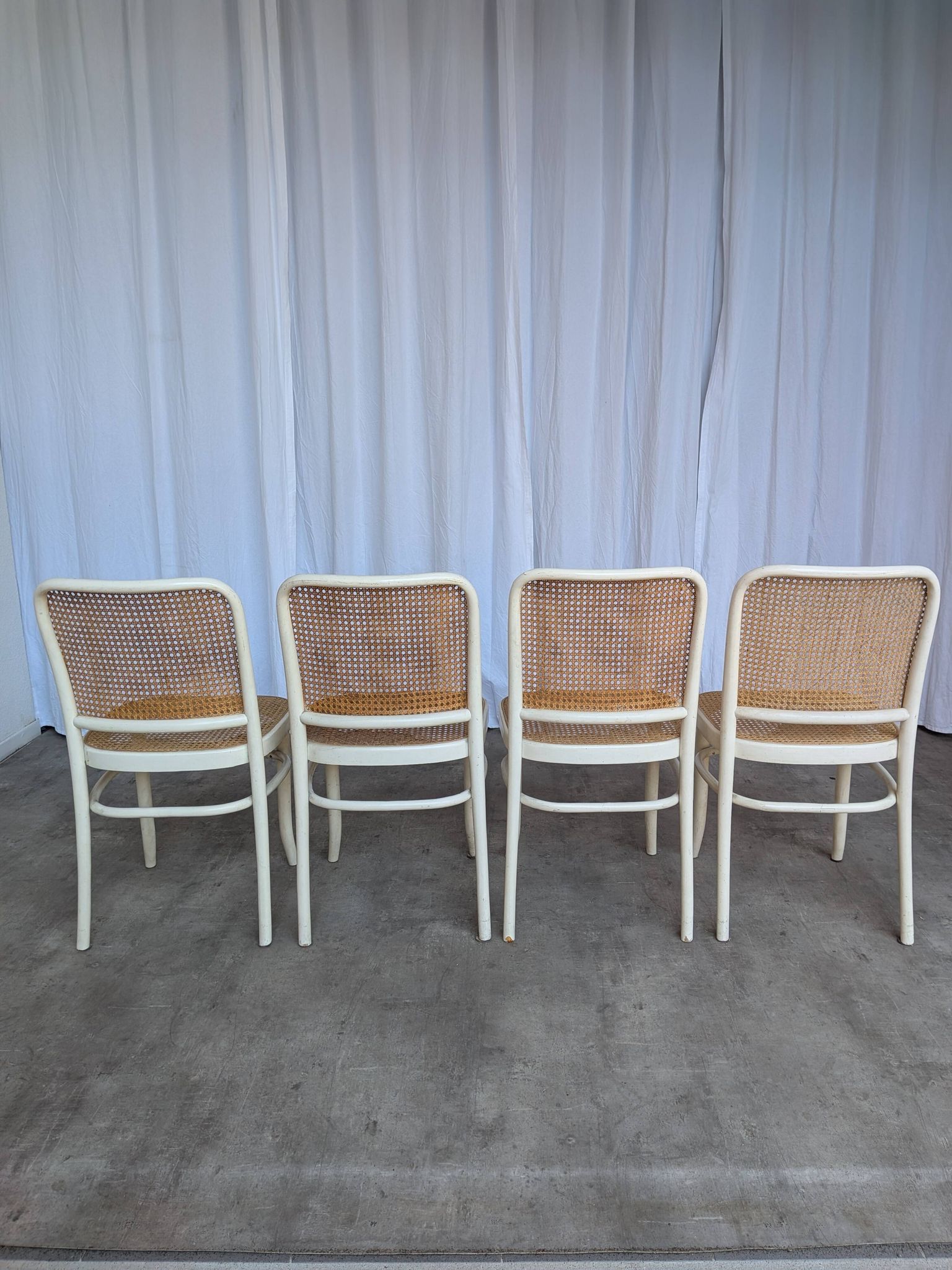 Set of 4 Thonet Style 811 Cane Chair: Josef Hoffman Mid-Century Modern Furn