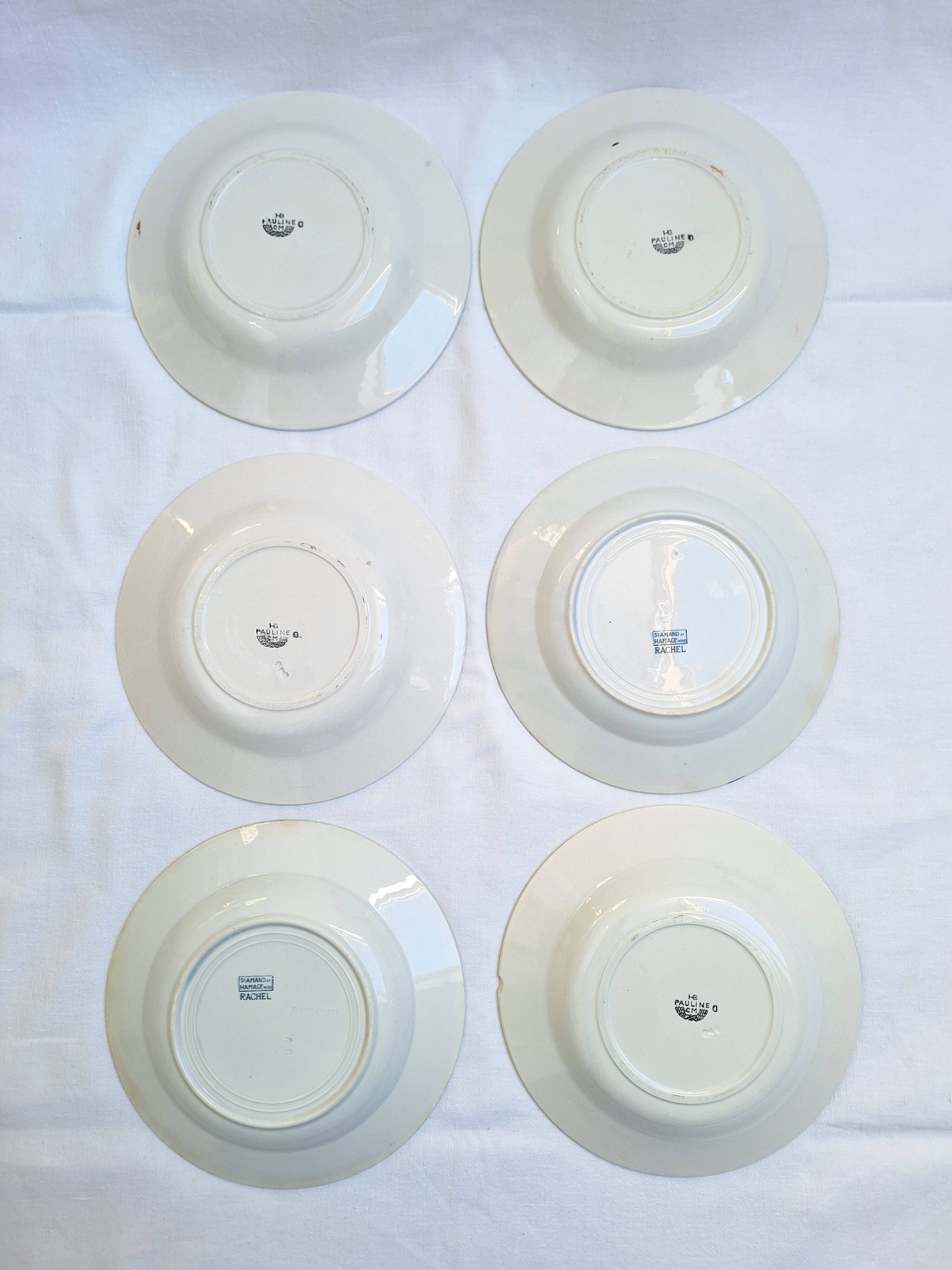 Orange and blue deep plates HBCM and St Amand